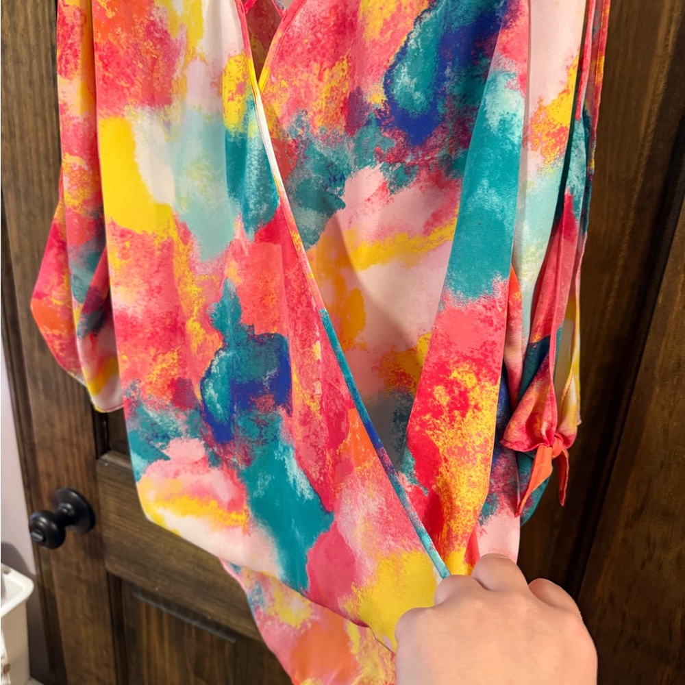 BOLD elements Colorful Abstract Wrap Blouse - Picture 5 of 6